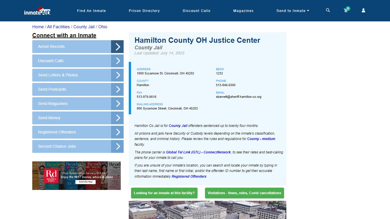 Hamilton County OH Justice Center - Inmate Locator - Cincinnati, OH